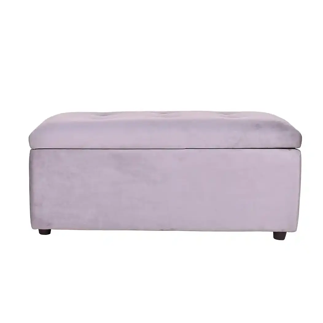 Set Sofa 2c Gramado Felpa Grey + Banqueta Baul Felpa Grey 4