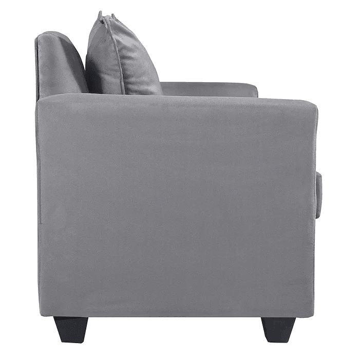 Set Sofa 2c Gramado Felpa Grey + Banqueta Baul Felpa Grey 6