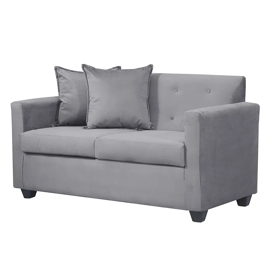 Set Sofa 2c Gramado Felpa Grey + Banqueta Baul Felpa Grey 7