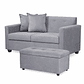 Set Sofa 2c Gramado Felpa Grey + Banqueta Baul Felpa Grey - Miniatura 1