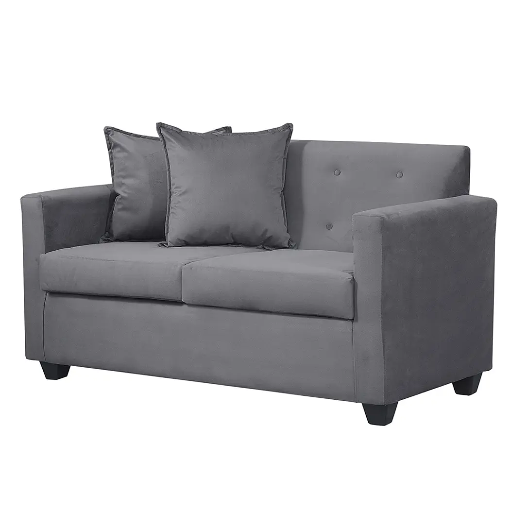 Set Sofa 2c Gramado Felpa Dark Grey + Banqueta Baul Felpa Dark Grey 2