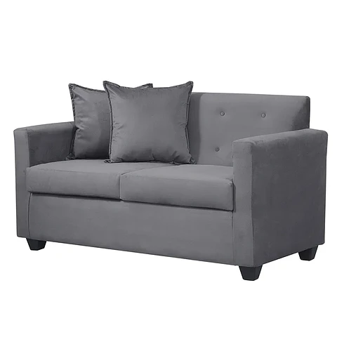 Set Sofa 2c Gramado Felpa Dark Grey + Banqueta Baul Felpa Dark Grey