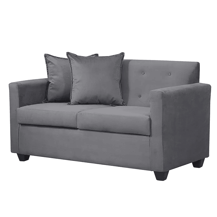 Set Sofa 2c Gramado Felpa Dark Grey + Banqueta Baul Felpa Dark Grey 2