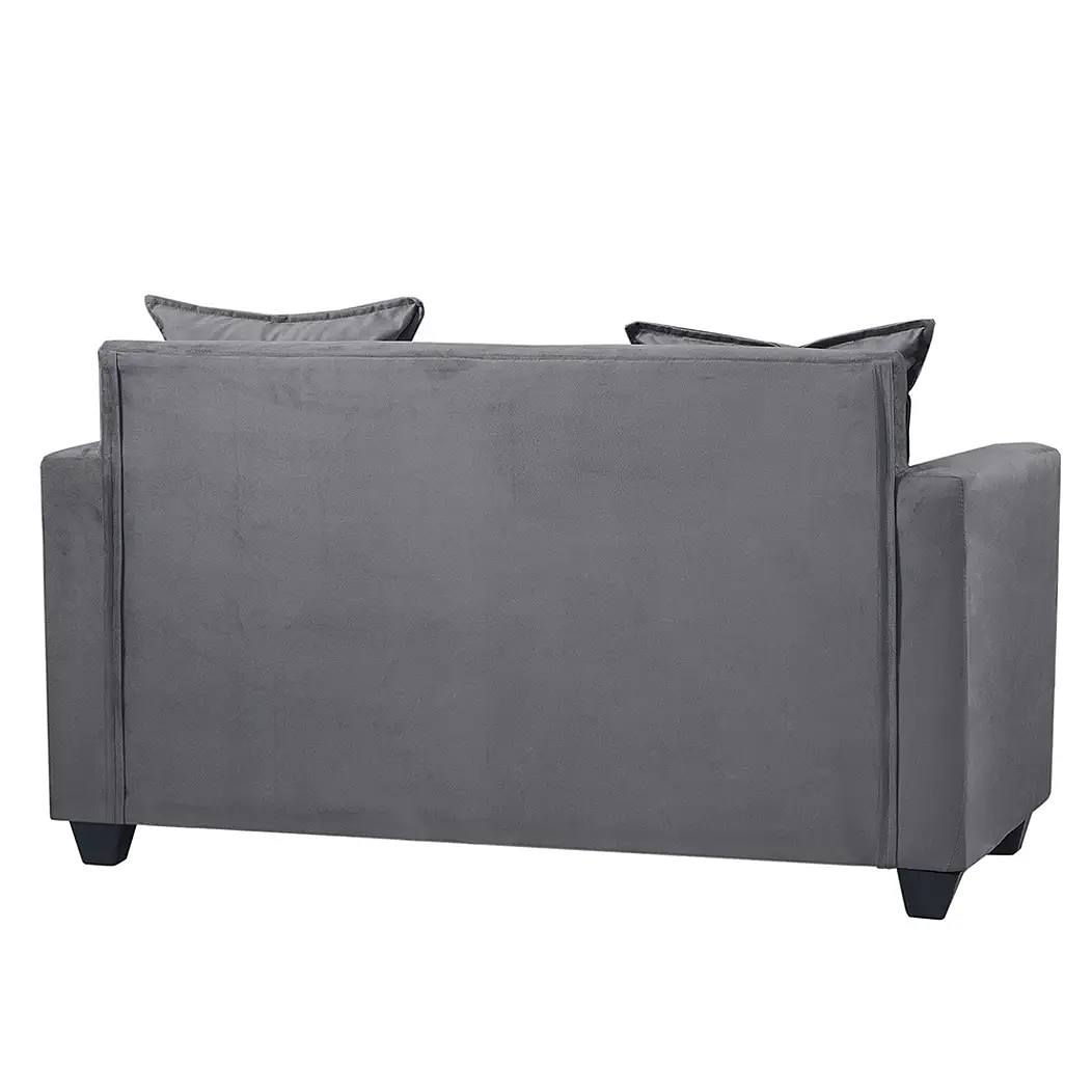 Set Sofa 2c Gramado Felpa Dark Grey + Banqueta Baul Felpa Dark Grey 3