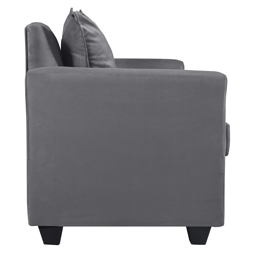 Set Sofa 2c Gramado Felpa Dark Grey + Banqueta Baul Felpa Dark Grey 5