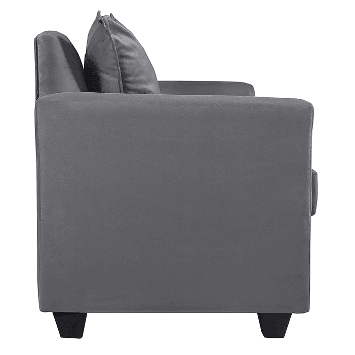 Set Sofa 2c Gramado Felpa Dark Grey + Banqueta Baul Felpa Dark Grey 5