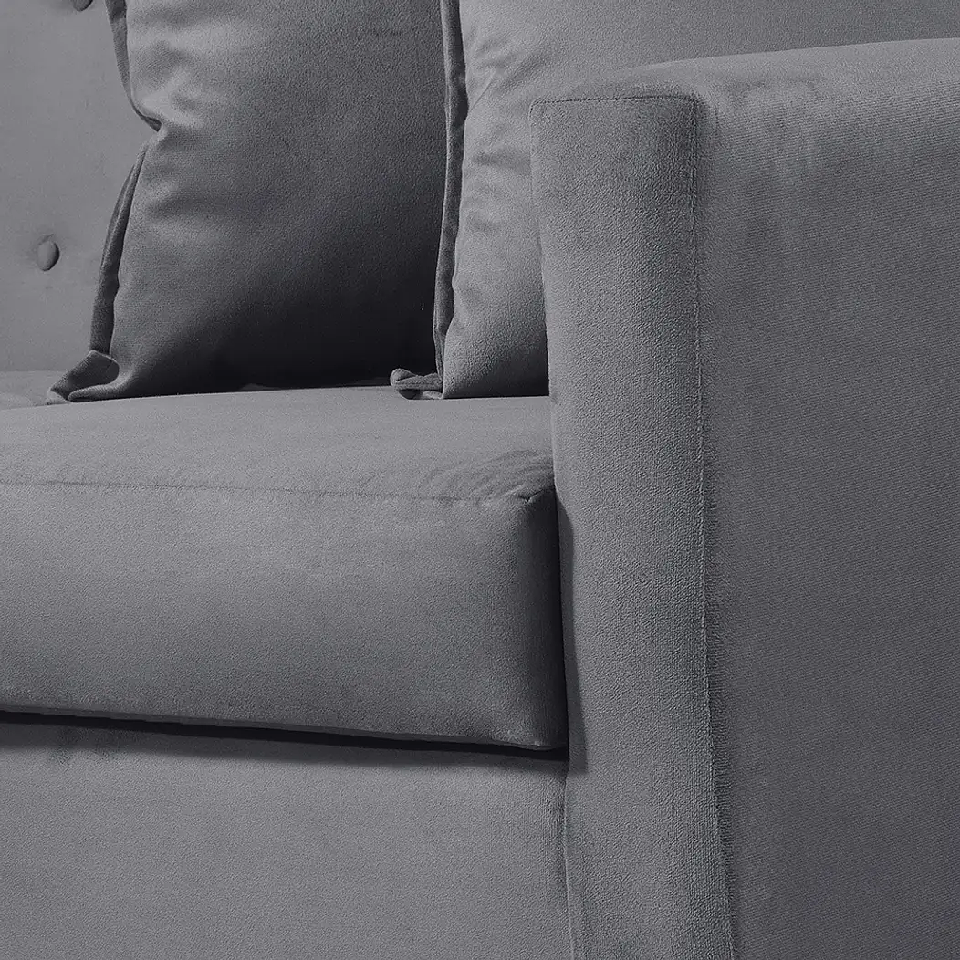 Set Sofa 2c Gramado Felpa Dark Grey + Banqueta Baul Felpa Dark Grey 10