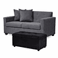 Set Sofa 2c Gramado Felpa Dark Grey + Banqueta Baul Felpa Dark Grey - Miniatura 1
