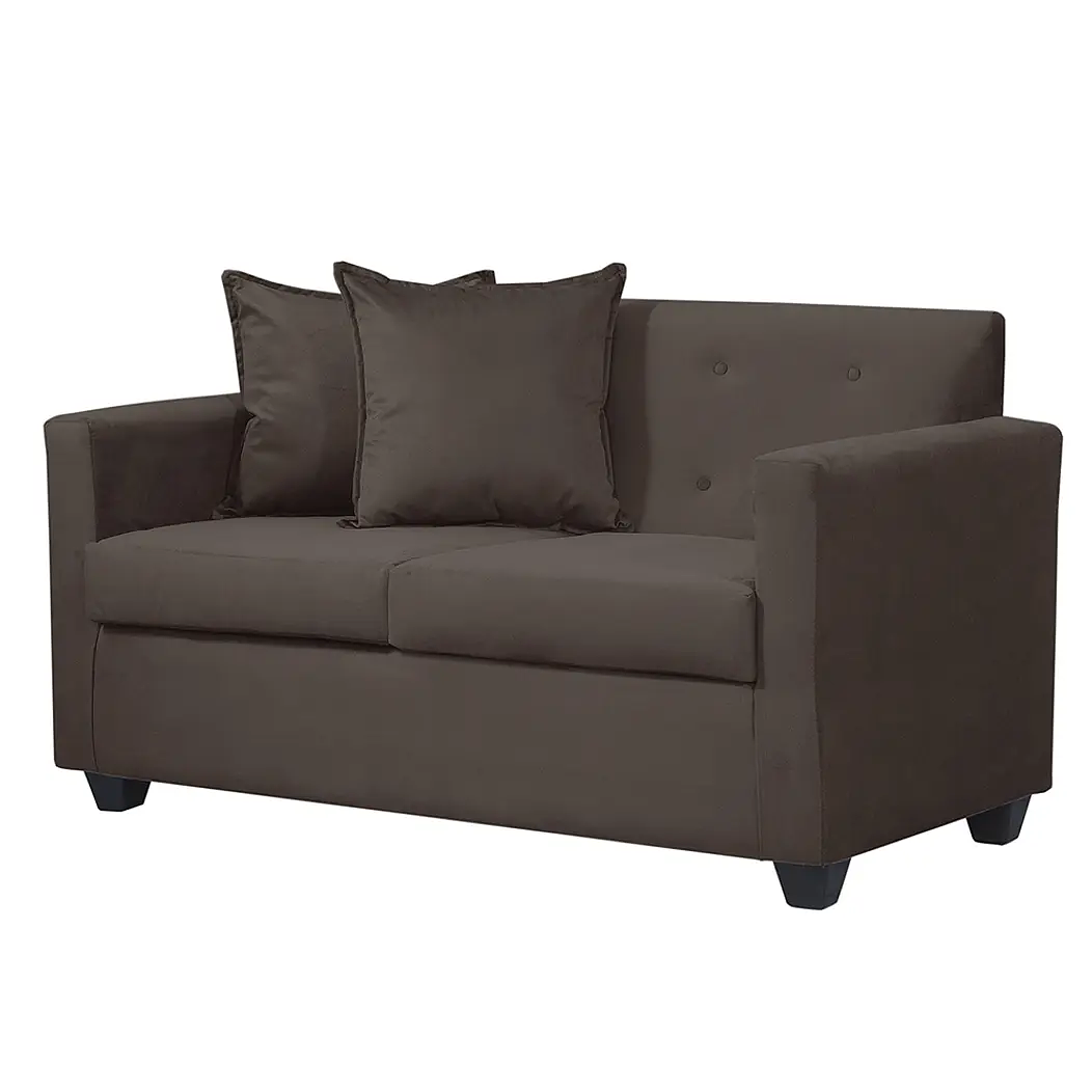 Set Sofa 2c Gramado Felpa Chocolate  + Banqueta Baul Felpa Chocolate 2