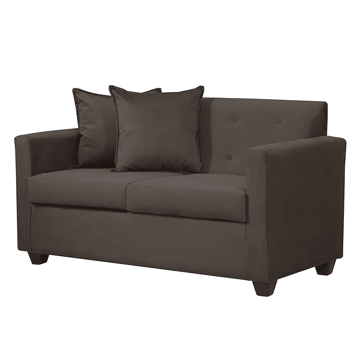 Set Sofa 2c Gramado Felpa Chocolate  + Banqueta Baul Felpa Chocolate 2