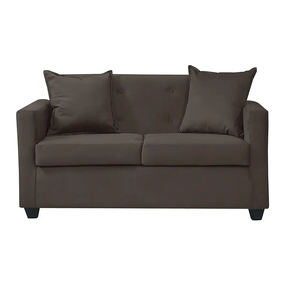 Set Sofa 2c Gramado Felpa Chocolate  + Banqueta Baul Felpa Chocolate 3