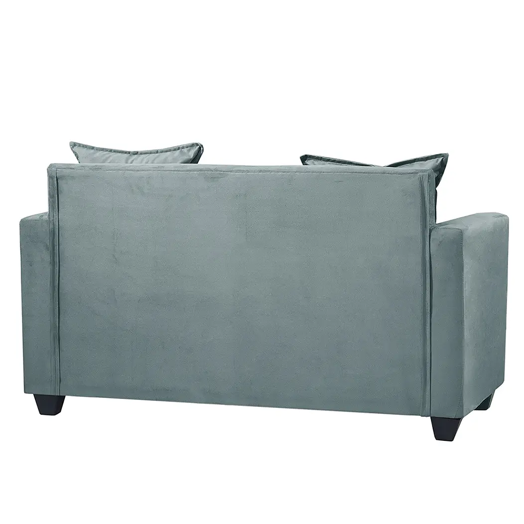Set Sofa 2c Gramado Felpa Turquesa  + Banqueta Baul Felpa Turquesa 3