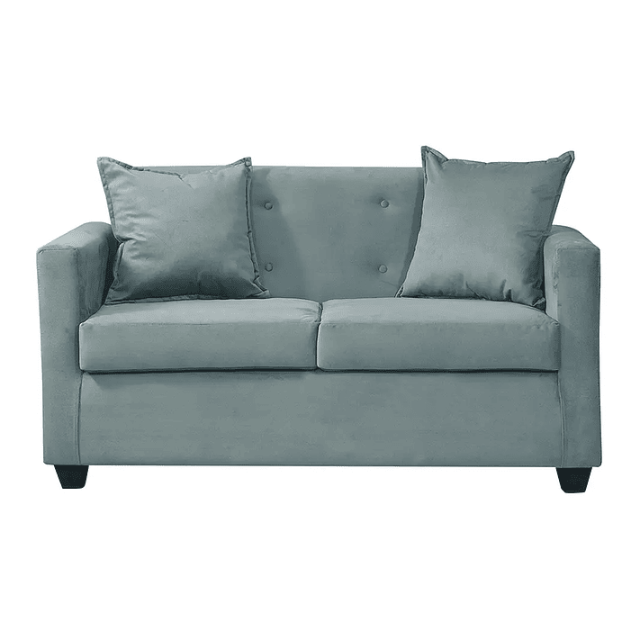 Set Sofa 2c Gramado Felpa Turquesa  + Banqueta Baul Felpa Turquesa 4