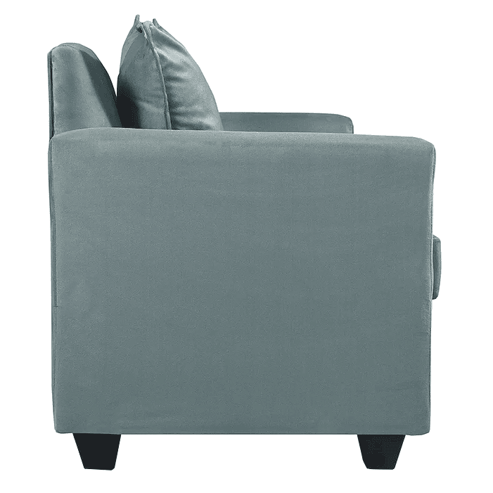 Set Sofa 2c Gramado Felpa Turquesa  + Banqueta Baul Felpa Turquesa 5