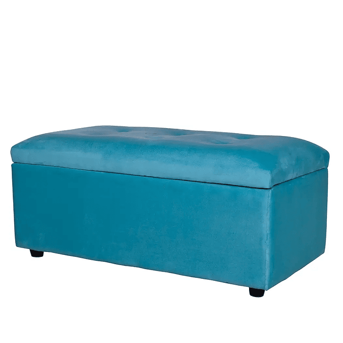 Set Sofa 2c Gramado Felpa Turquesa  + Banqueta Baul Felpa Turquesa 6