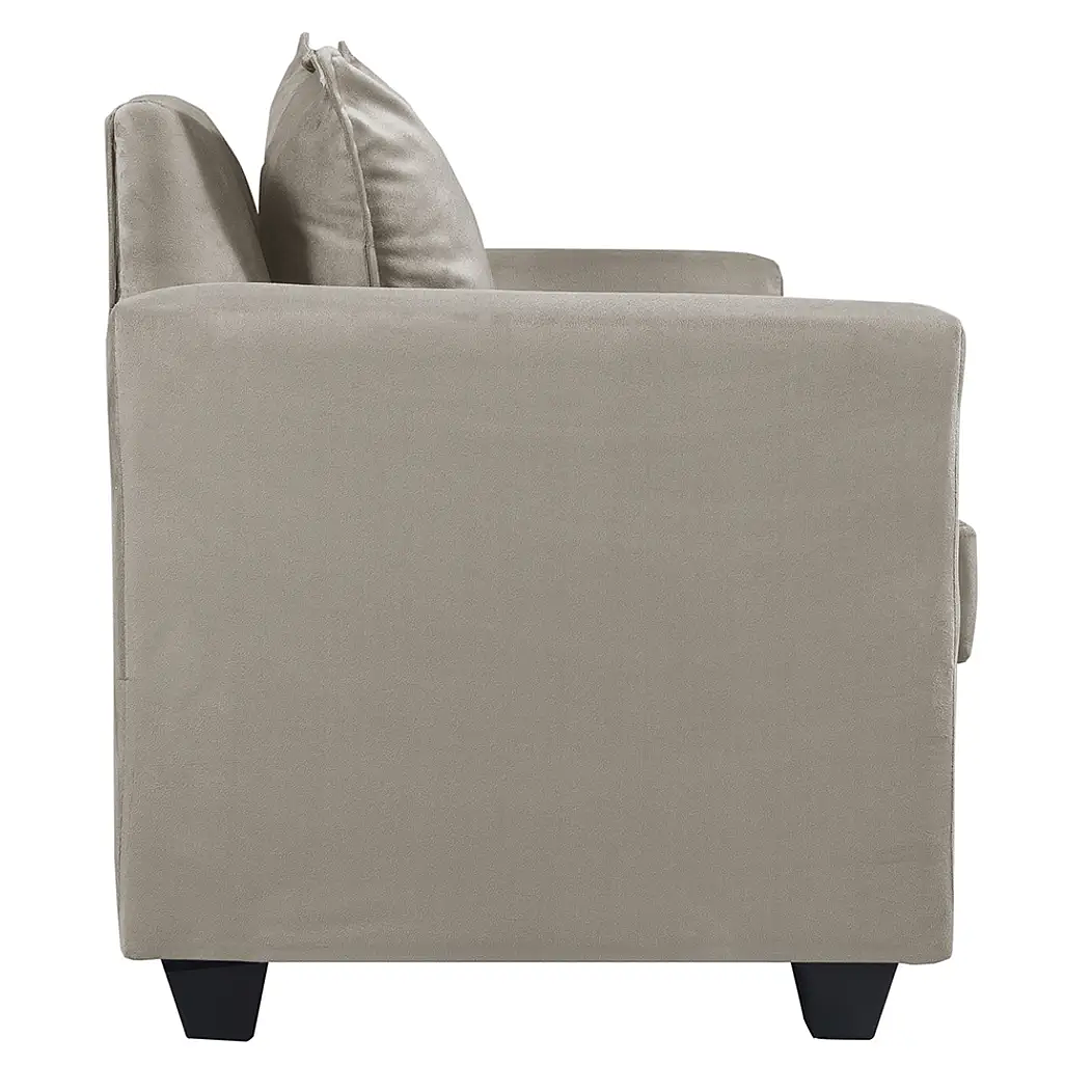 Set Seccional Gramado Felpa Beige + 2 poltronas  Bergen felpa Beige 9