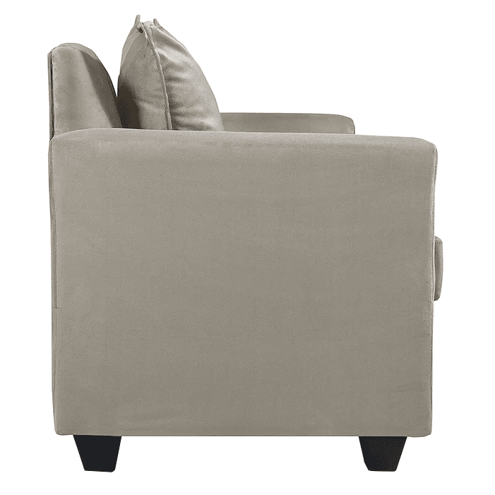 Set Seccional Gramado Felpa Beige + 2 poltronas  Bergen felpa Beige 9