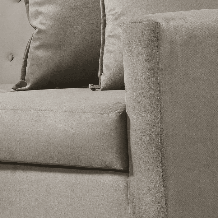 Set Seccional Gramado Felpa Beige + 2 poltronas  Bergen felpa Beige 10