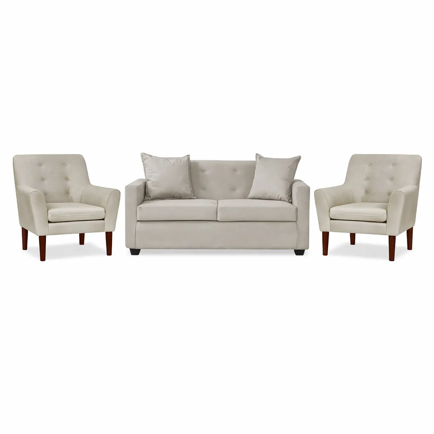Set Seccional Gramado Felpa Beige + 2 poltronas  Bergen felpa Beige 1