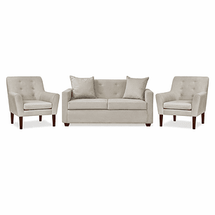 Set Seccional Gramado Felpa Beige + 2 poltronas  Bergen felpa Beige