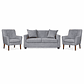 Set Seccional Gramado Felpa Grey + 2 poltronas Bergen Felpa Grey - Miniatura 1