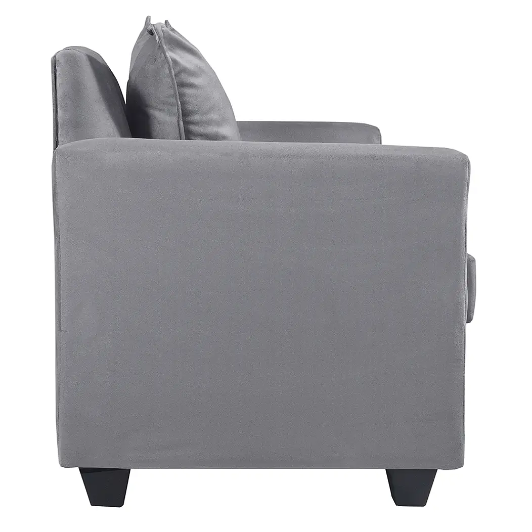 Set Seccional Gramado Felpa Grey + 2 poltronas Bergen Felpa Grey 7