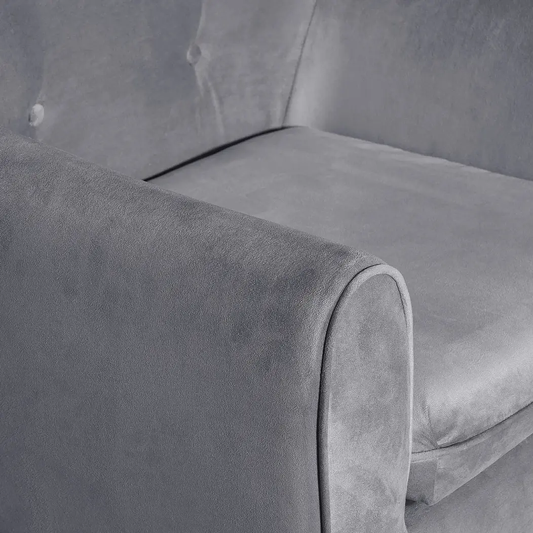 Set Seccional Gramado Felpa Grey + 2 poltronas Bergen Felpa Grey 8