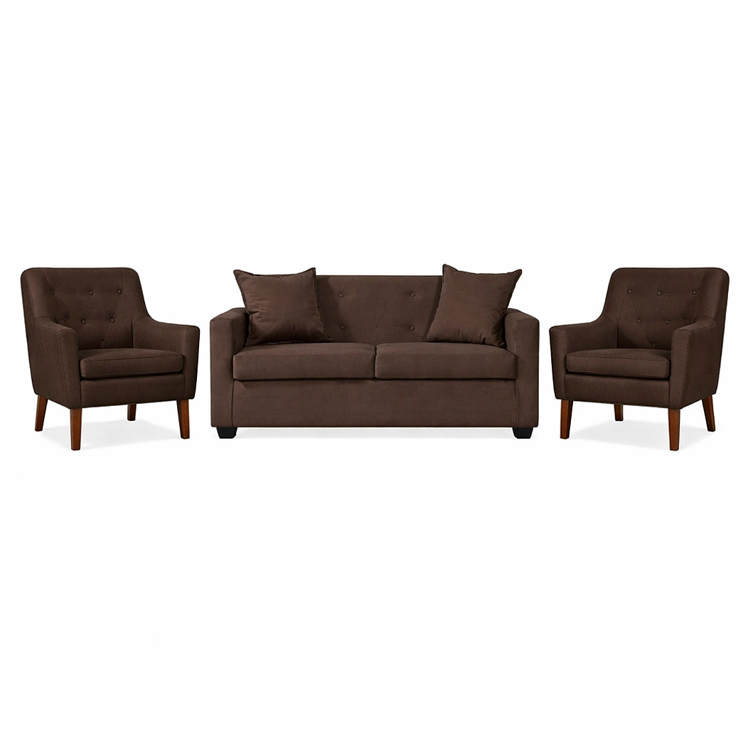 Set Seccional Gramado Felpa Chocolate  + 2 poltronas  Bergen Felpa Chocolate 1