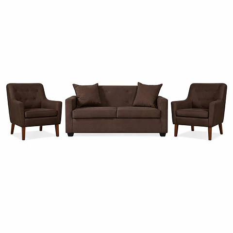 Set Seccional Gramado Felpa Chocolate  + 2 poltronas  Bergen Felpa Chocolate