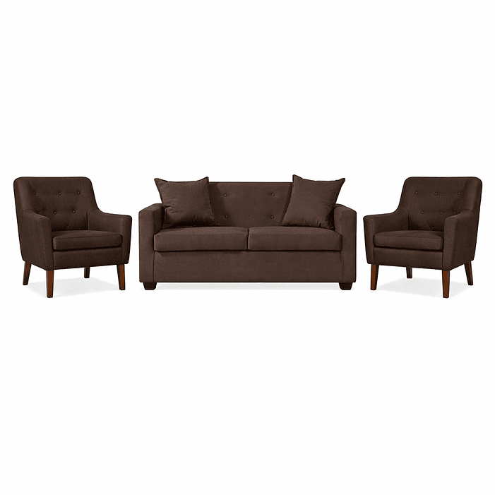 Set Seccional Gramado Felpa Chocolate  + 2 poltronas  Bergen Felpa Chocolate 1