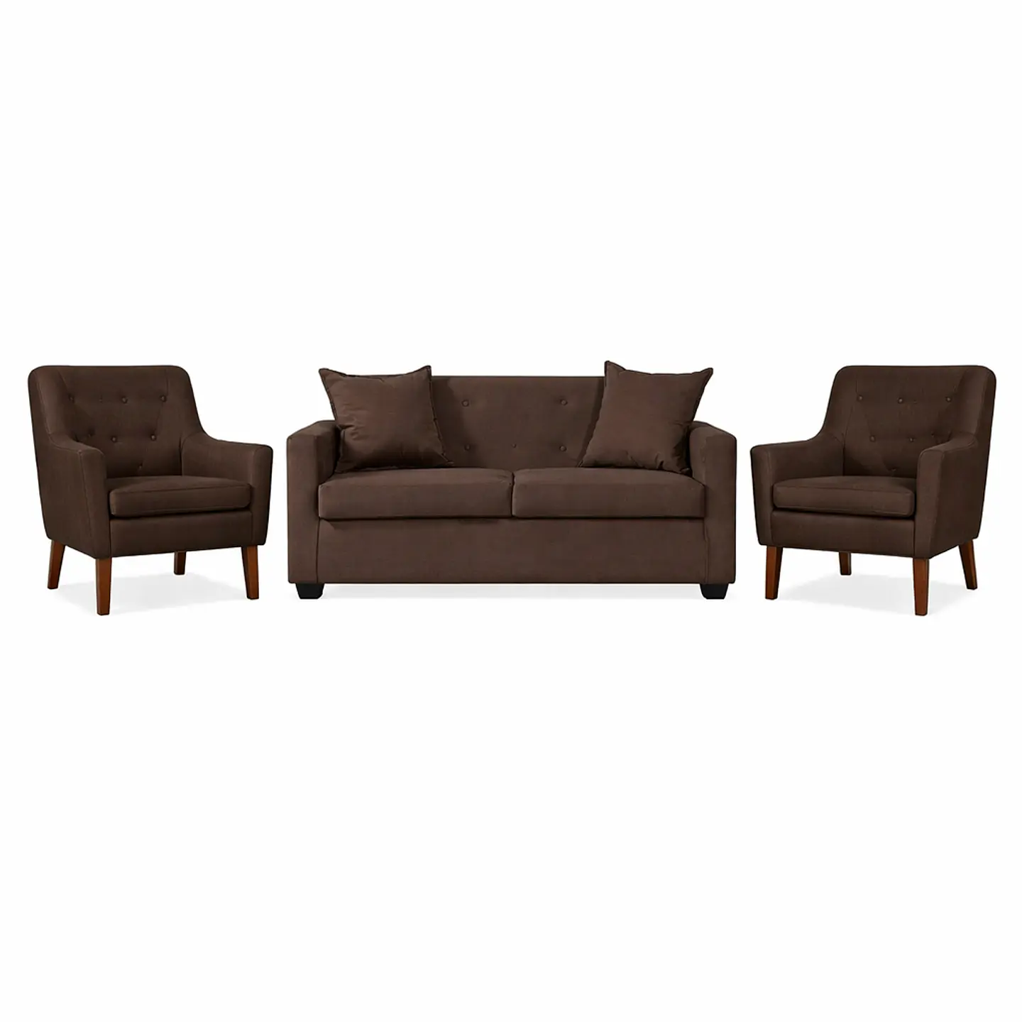 Set Seccional Gramado Felpa Chocolate  + 2 poltronas  Bergen Felpa Chocolate 1