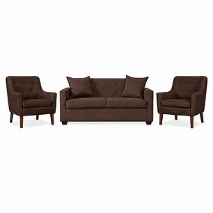 Set Seccional Gramado Felpa Chocolate  + 2 poltronas  Bergen Felpa Chocolate