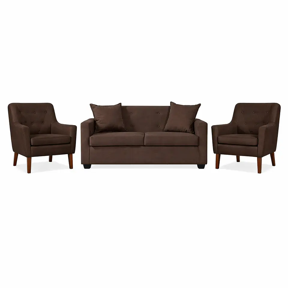 Set Seccional Gramado Felpa Chocolate  + 2 poltronas  Bergen Felpa Chocolate 1