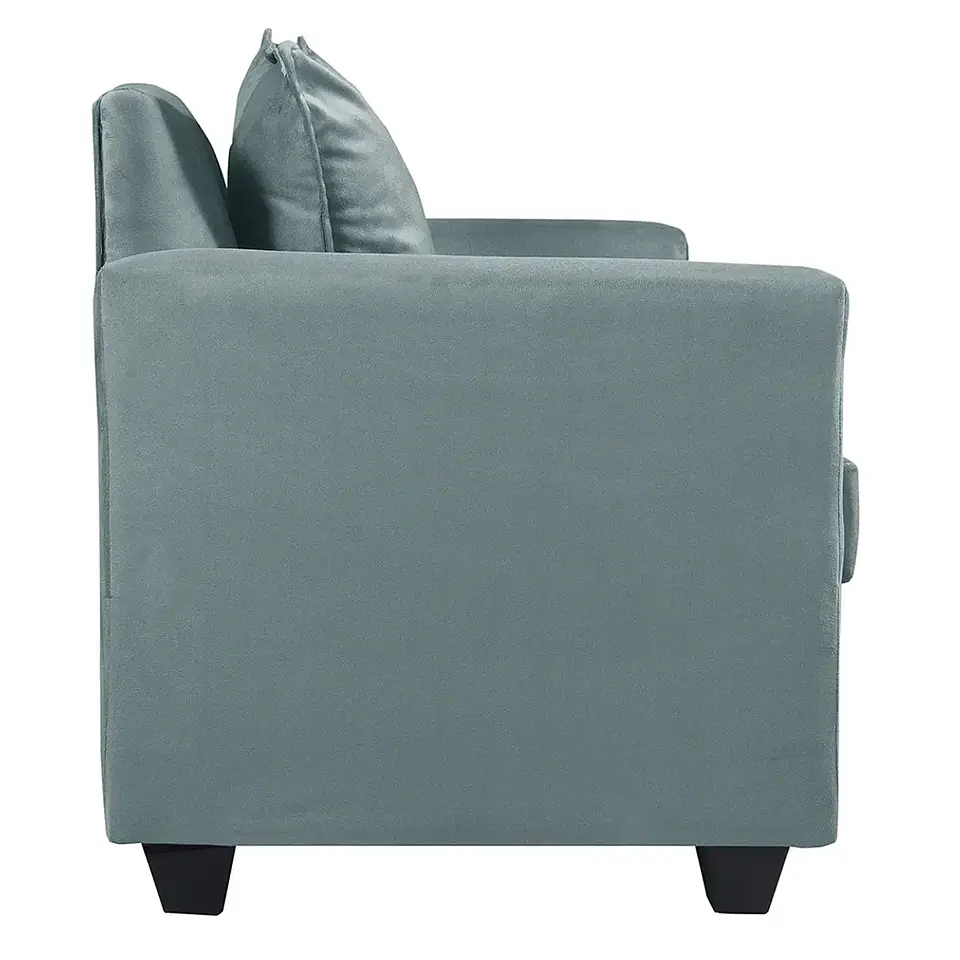 Set Seccional Gramado Felpa Turquesa  + 2 poltronas  Bergen Felpa Turquesa 5