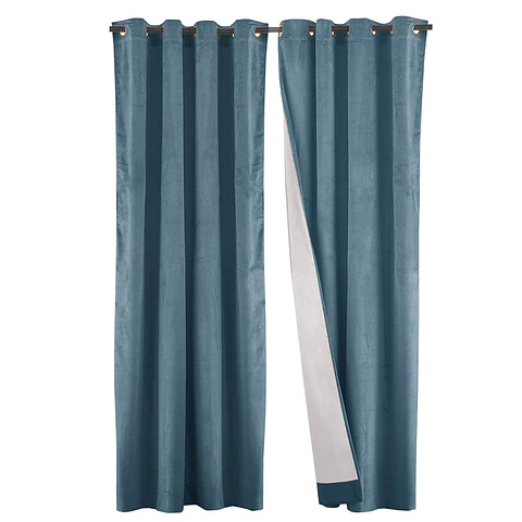 SET 2 CORTINAS   NEW VELVET  TURQUESA C/ ABRAZADERAS 