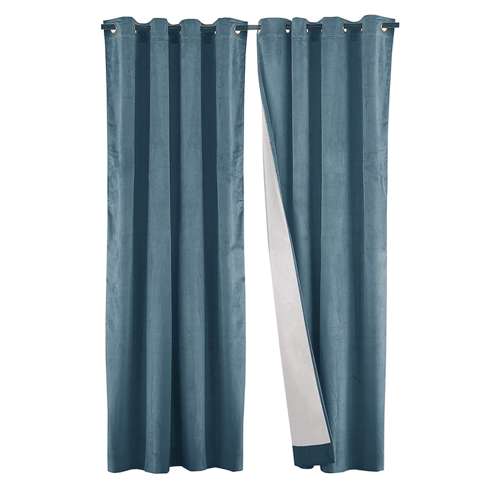 SET 2 CORTINAS   NEW VELVET  TURQUESA C/ ABRAZADERAS  1