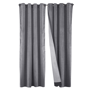 SET 2 CORTINAS   NEW VELVET GRIS  C/ ABRAZADERAS 