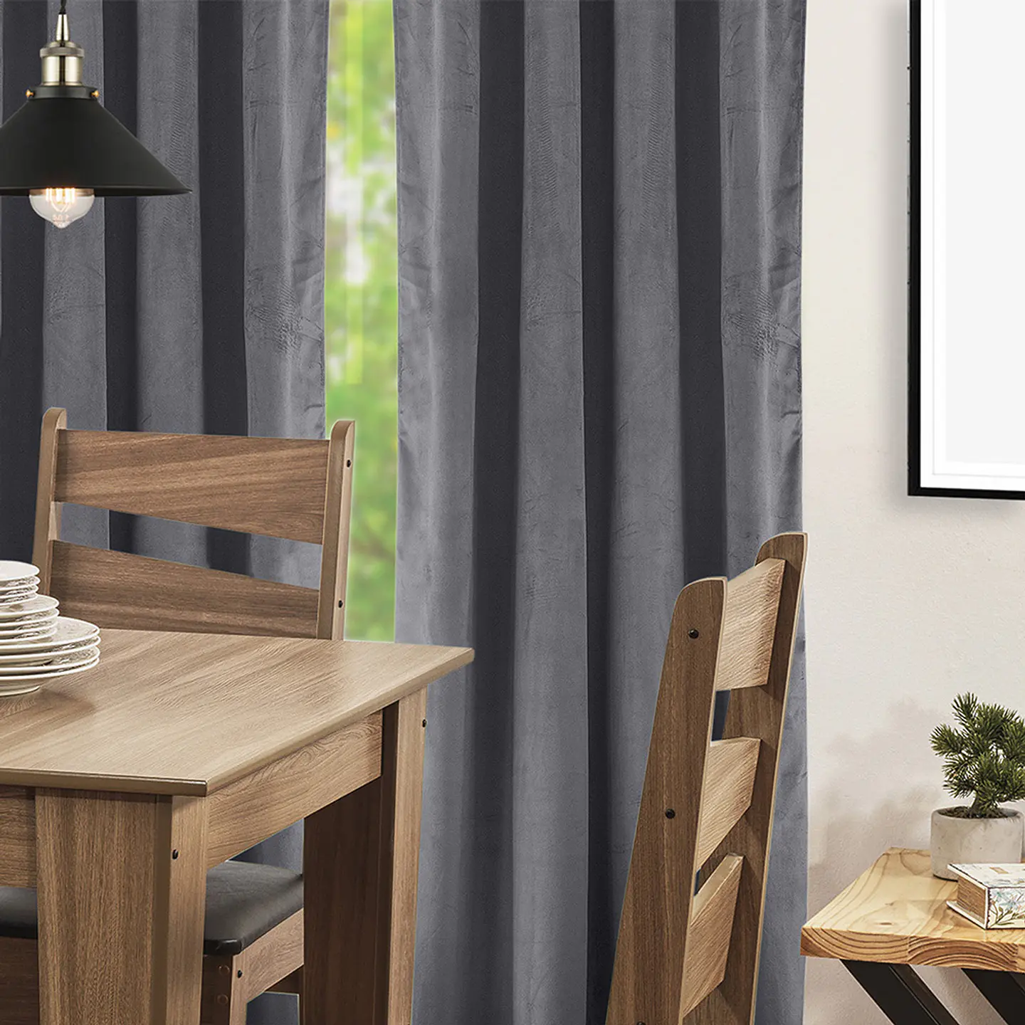 SET 2 CORTINAS   NEW VELVET GRIS  C/ ABRAZADERAS  2