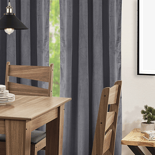 SET 2 CORTINAS   NEW VELVET GRIS  C/ ABRAZADERAS 