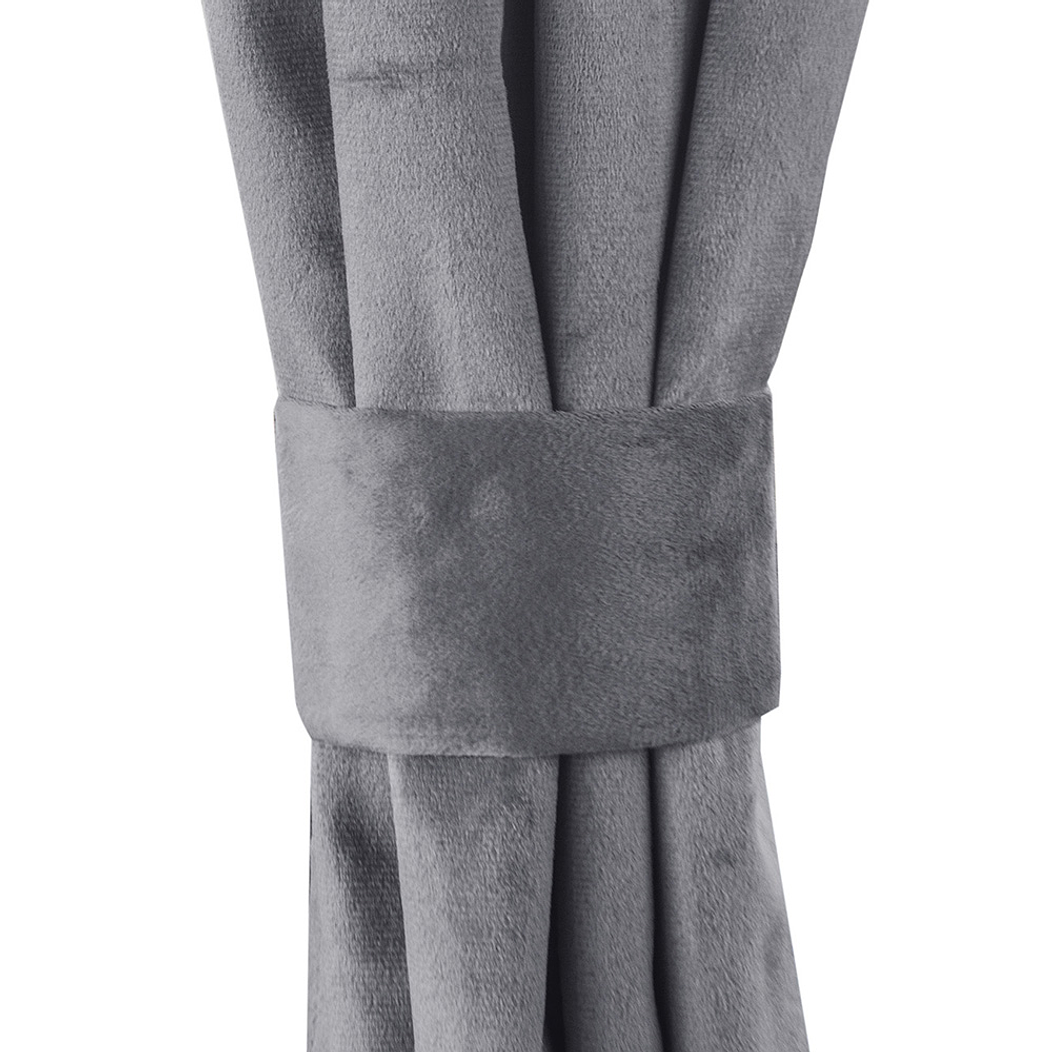 SET 2 CORTINAS   NEW VELVET GRIS  C/ ABRAZADERAS  3