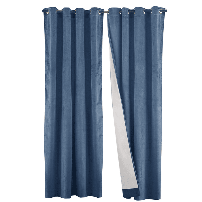 SET 2 CORTINAS   NEW VELVET PETROLEO  C/ ABRAZADERAS  1