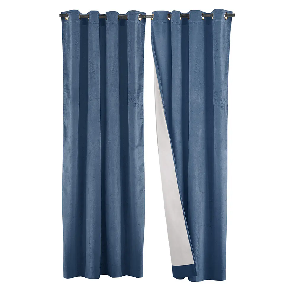 SET 2 CORTINAS   NEW VELVET PETROLEO  C/ ABRAZADERAS  1