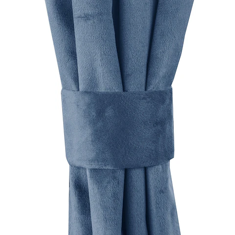 SET 2 CORTINAS   NEW VELVET PETROLEO  C/ ABRAZADERAS 