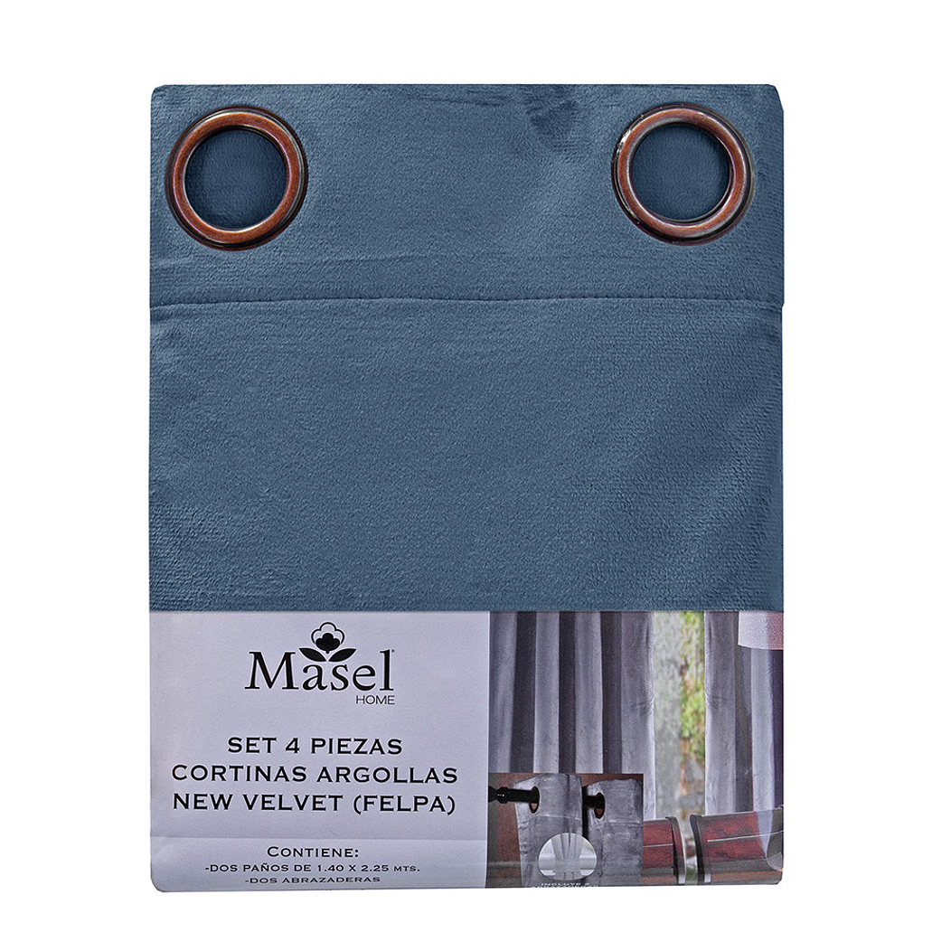 SET 2 CORTINAS   NEW VELVET PETROLEO  C/ ABRAZADERAS  3