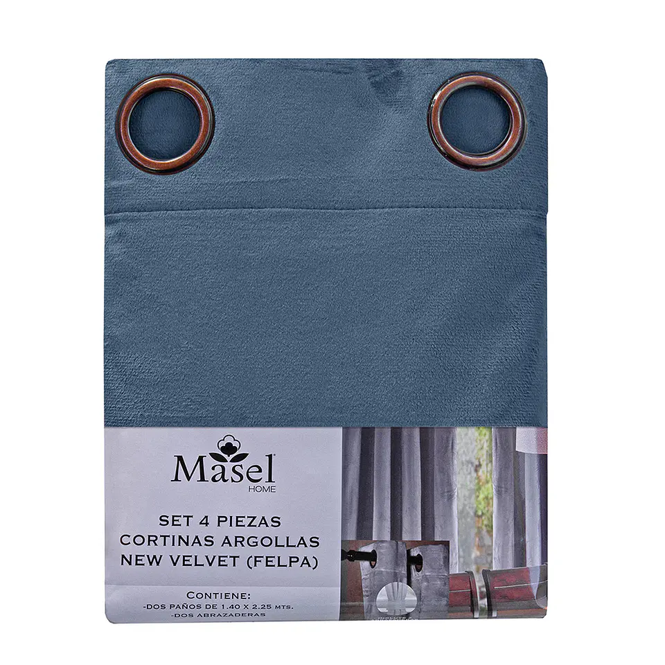 SET 2 CORTINAS   NEW VELVET PETROLEO  C/ ABRAZADERAS  3
