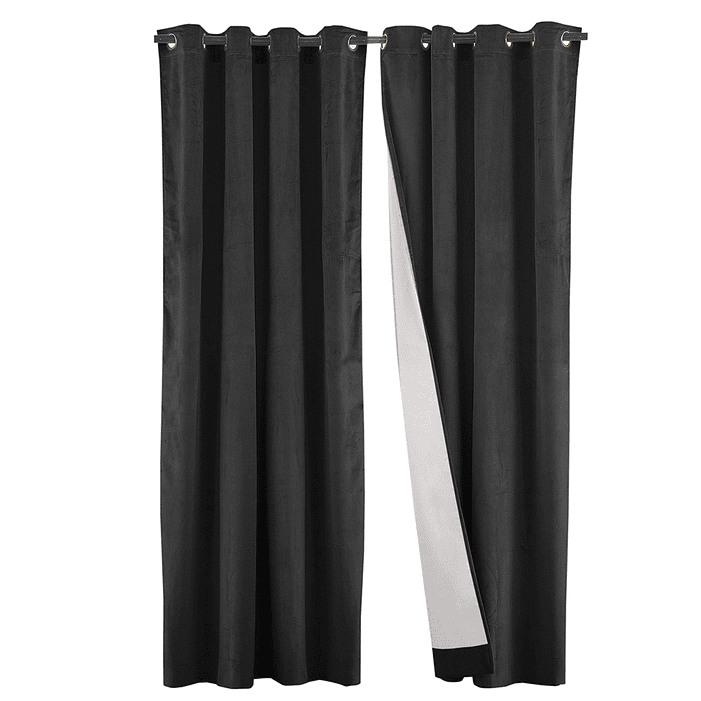 SET 2 CORTINAS   NEW VELVET NEGRO  C/ ABRAZADERAS  1