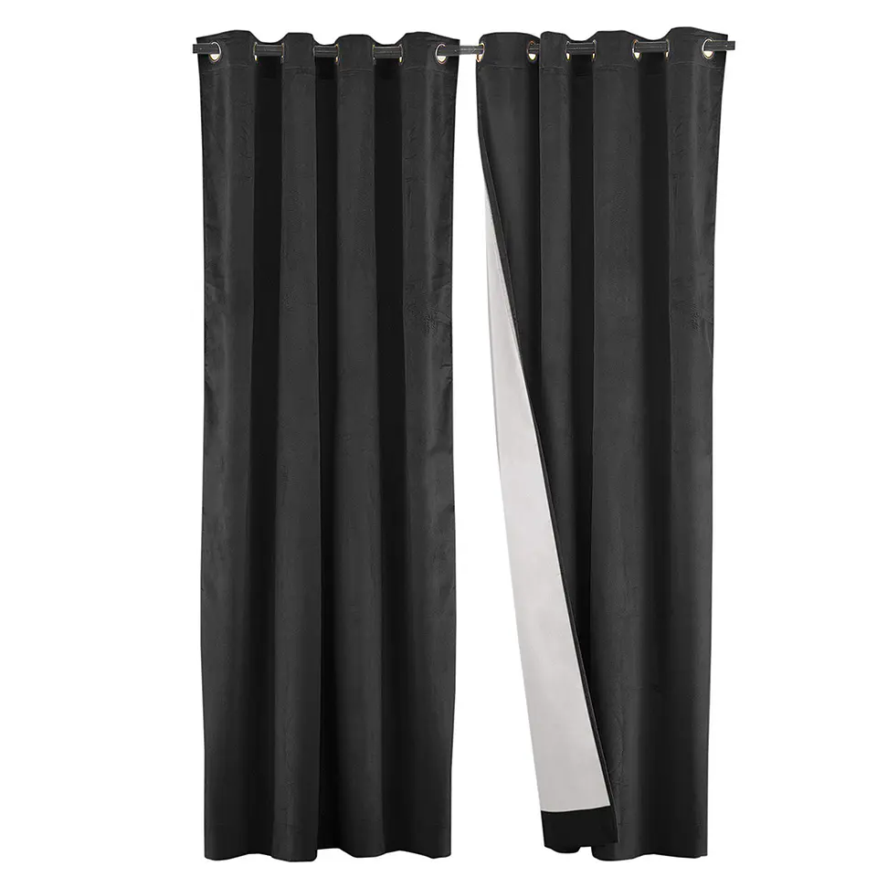 SET 2 CORTINAS   NEW VELVET NEGRO  C/ ABRAZADERAS  1
