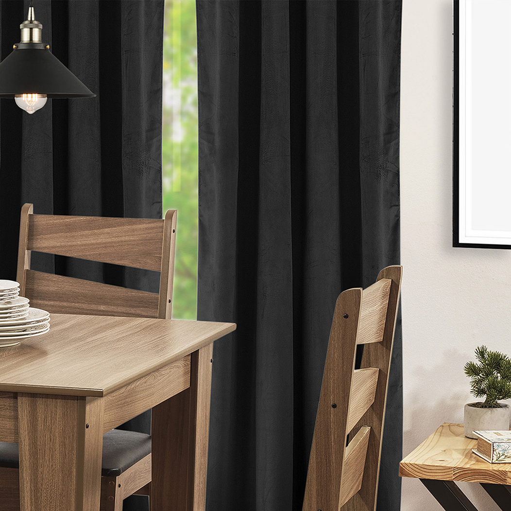 SET 2 CORTINAS   NEW VELVET NEGRO  C/ ABRAZADERAS  2