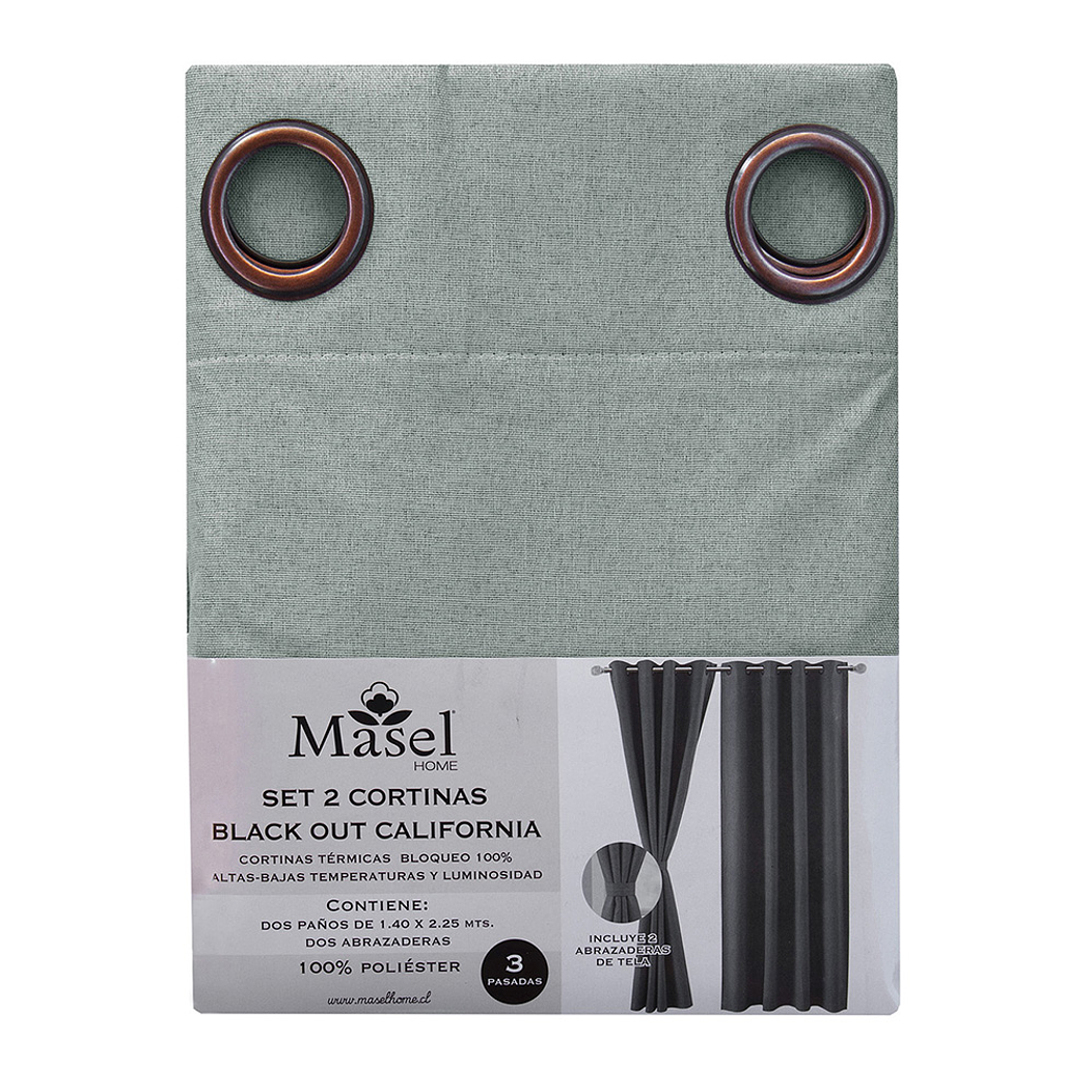 Set 2 Cortinas Black Out California Verde Agua 4