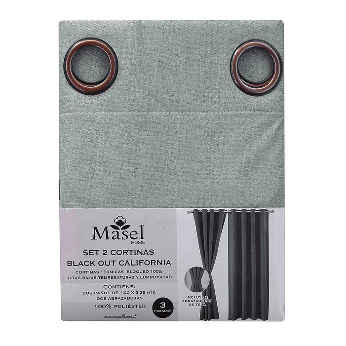 Set 2 Cortinas Black Out California Verde Agua 4